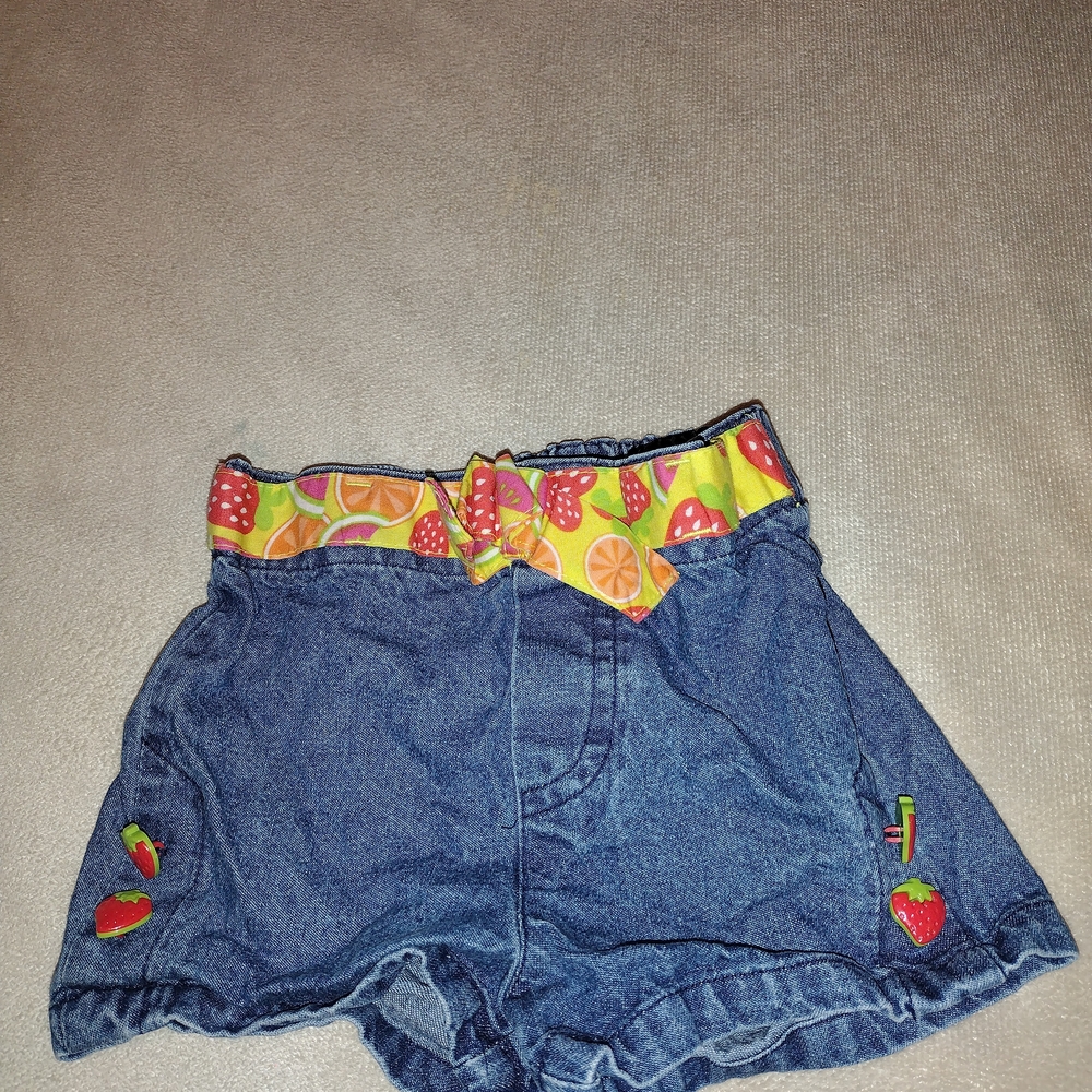 Fisher-Price Blue Denim Kids Shorts with Fruit Accents
